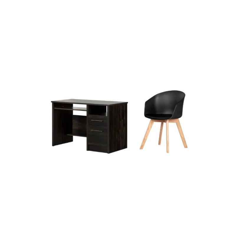 South Shore Gravity Rubbed Black Desk And 1 Flam Black And Wood Chair Set 3 South Shore Gravity Rubbed Black Desk And 1 Flam Black And Wood Chair Set