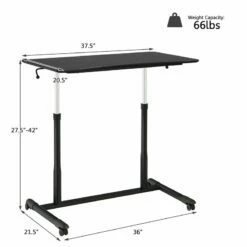 Costway Contemporary Wood Adjustable Height Rolling Computer Desk In Black 17 Costway Contemporary Wood Adjustable Height Rolling Computer Desk In Black -CYMAX Sales 2326152 11 L