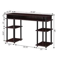 Designs2Go No-Tools Student Desk With Shelves In Espresso Wood Finish -CYMAX Sales 2341039 4 L