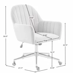 Channeled Back Office Chair In Blush Pink Velvet 31 Channeled Back Office Chair In Blush Pink Velvet -CYMAX Sales 2367767 7 L 1