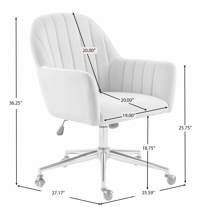 Channeled Back Office Chair In Blush Pink Velvet 17 Channeled Back Office Chair In Blush Pink Velvet - Image 15