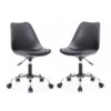 Home Square 2 Piece Armless Faux Leather Office Chair Set In Black