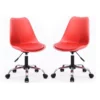 Home Square 2 Piece Armless Faux Leather Office Chair Set In Red