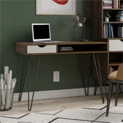 Novogratz Concord Computer Desk With Storage In Brown Oak/Gray -CYMAX Sales 2385336 1 L