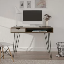 Novogratz Concord Computer Desk With Storage In Brown Oak/Gray -CYMAX Sales 2385336 2 L