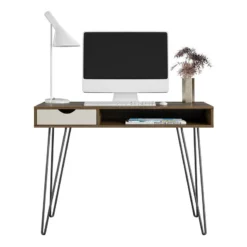 Novogratz Concord Computer Desk With Storage In Brown Oak/Gray -CYMAX Sales 2385336 7 L