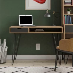 Novogratz Concord Computer Desk With Storage In Brown Oak/Gray -CYMAX Sales 2385337 3 L