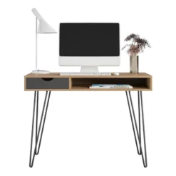Novogratz Concord Computer Desk With Storage In Brown Oak/Gray -CYMAX Sales 2385337 7 L