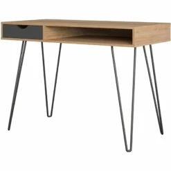 Novogratz Concord Computer Desk With Storage In Brown Oak/Gray