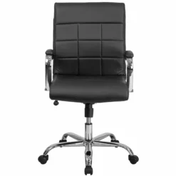 Home Square 2 Piece Swivel Mid Back Faux Leather Office Chair Set In Black -CYMAX Sales 2385448 3 L