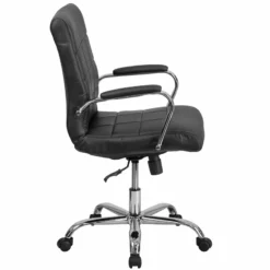 Home Square 2 Piece Swivel Mid Back Faux Leather Office Chair Set In Black -CYMAX Sales 2385448 4 L