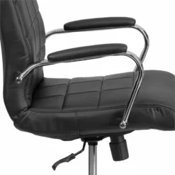 Home Square 2 Piece Swivel Mid Back Faux Leather Office Chair Set In Black -CYMAX Sales 2385448 5 L