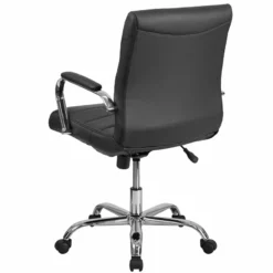 Home Square 2 Piece Swivel Mid Back Faux Leather Office Chair Set In Black -CYMAX Sales 2385448 6 L