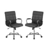 Home Square 2 Piece Swivel Mid Back Faux Leather Office Chair Set In Black -CYMAX Sales 2385448 L