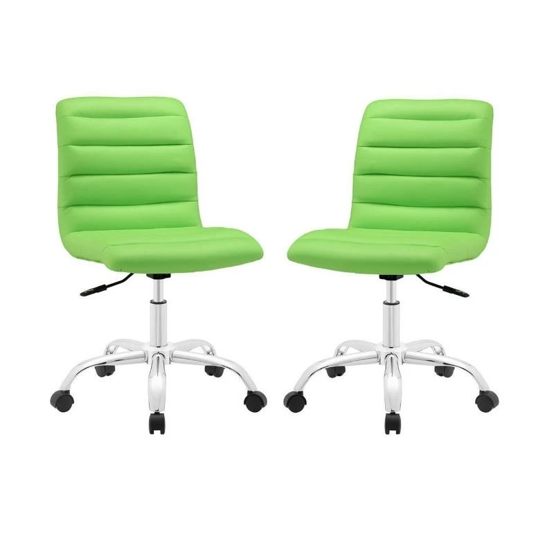Home Square 2 Piece Mid Back Armless Swivel Office Chair Set In Bright Green 3 Home Square 2 Piece Mid Back Armless Swivel Office Chair Set In Bright Green