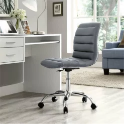 Home Square 2 Piece Mid Back Armless Swivel Office Chair Set In Gray -CYMAX Sales 2387549 2 L