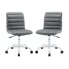 Home Square 2 Piece Mid Back Armless Swivel Office Chair Set In Gray
