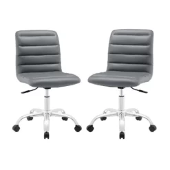 Home Square 2 Piece Mid Back Armless Swivel Office Chair Set In Gray
