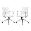 Home Square 2 Piece Modern Mid Back Vinyl Office Chair Set In White -CYMAX Sales 2387569 L