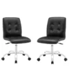 Home Square Faux Leather Mid Back Swivel Office Chair In Black ( Set Of 2 ) -CYMAX Sales 2389233 L