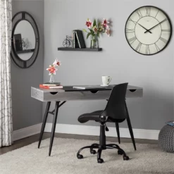 Calico Designs Nook Wood Writing Desk With Multi Soft-Close Storage In Gray -CYMAX Sales 2390357 1 L