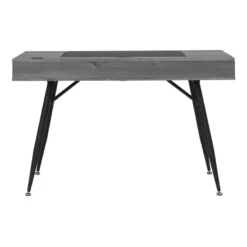 Calico Designs Nook Wood Writing Desk With Multi Soft-Close Storage In Gray -CYMAX Sales 2390357 11 L