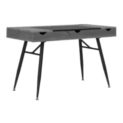 Calico Designs Nook Wood Writing Desk With Multi Soft-Close Storage In Gray