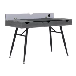 Calico Designs Nook Wood Writing Desk With Multi Soft-Close Storage In Gray -CYMAX Sales 2390357 13 L