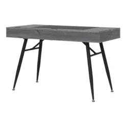 Calico Designs Nook Wood Writing Desk With Multi Soft-Close Storage In Gray -CYMAX Sales 2390357 15 L