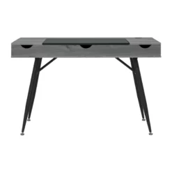 Calico Designs Nook Wood Writing Desk With Multi Soft-Close Storage In Gray -CYMAX Sales 2390357 16 L