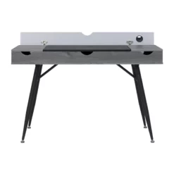 Calico Designs Nook Wood Writing Desk With Multi Soft-Close Storage In Gray -CYMAX Sales 2390357 17 L