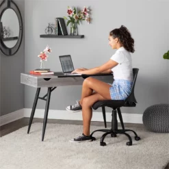 Calico Designs Nook Wood Writing Desk With Multi Soft-Close Storage In Gray -CYMAX Sales 2390357 3 L