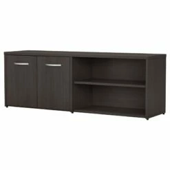 Studio C Low Storage Cabinet With Doors In Platinum Gray - Engineered Wood 40 Studio C Low Storage Cabinet With Doors In Platinum Gray - Engineered Wood -CYMAX Sales 2393883 L