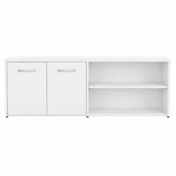 Studio C Low Storage Cabinet With Doors In Platinum Gray - Engineered Wood 31 Studio C Low Storage Cabinet With Doors In Platinum Gray - Engineered Wood -CYMAX Sales 2393885 2 L