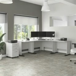 Studio A 48W Corner Computer Desk In Storm Gray - Engineered Wood -CYMAX Sales 2394219 2 L 1