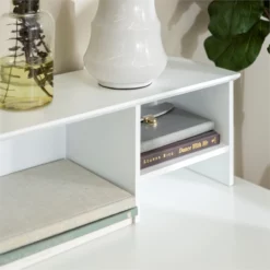 Walker Edison Deluxe Modern Solid Wood Computer Desks With Hutch In White -CYMAX Sales 239483 13 L