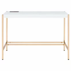 ACME Midriaks Wooden Top Writing Desk With USB Port In Pink And Gold -CYMAX Sales 2395429 5 L 2