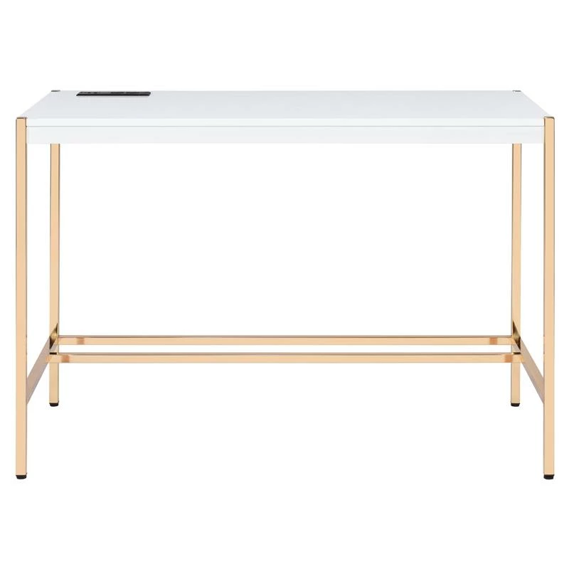 ACME Midriaks Wooden Top Writing Desk With USB Port In White And Gold 15 ACME Midriaks Wooden Top Writing Desk With USB Port In White And Gold - Image 13