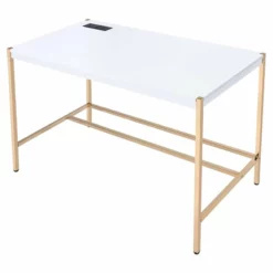 ACME Midriaks Wooden Top Writing Desk With USB Port In Navy Blue And Gold -CYMAX Sales 2395429 6 L 3