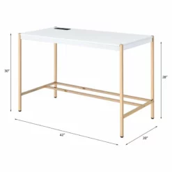 ACME Midriaks Wooden Top Writing Desk With USB Port In Navy Blue And Gold -CYMAX Sales 2395429 8 L 3
