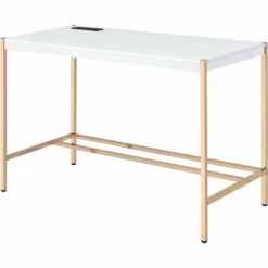 ACME Midriaks Wooden Top Writing Desk With USB Port In Pink And Gold -CYMAX Sales 2395429 L 2
