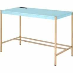 ACME Midriaks Wooden Top Writing Desk With USB Port In White And Gold 38 ACME Midriaks Wooden Top Writing Desk With USB Port In White And Gold -CYMAX Sales 2395432 L