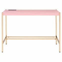 ACME Midriaks Wooden Top Writing Desk With USB Port In Baby Blue And Gold -CYMAX Sales 2395433 5 L 1