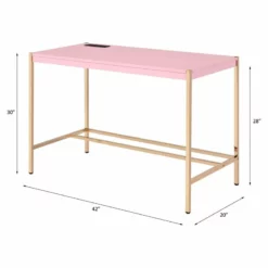 ACME Midriaks Wooden Top Writing Desk With USB Port In Pink And Gold -CYMAX Sales 2395433 8 L 2
