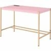 ACME Midriaks Wooden Top Writing Desk With USB Port In Baby Blue And Gold -CYMAX Sales 2395433 L 1