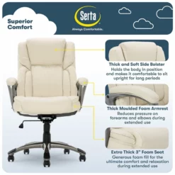 Serta Garret Executive Office Chair Bonded Leather Gray -CYMAX Sales 2404163 33 L