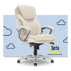 Serta Bryce Executive Office Chair With AIR Technology Cream Bonded Leather