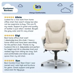 Serta Bryce Executive Office Chair With AIR Technology Cream Bonded Leather -CYMAX Sales 2404177 23 L