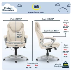 Serta Bryce Executive Office Chair With AIR Technology Cream Bonded Leather -CYMAX Sales 2404177 24 L