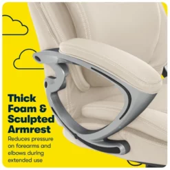 Serta Bryce Executive Office Chair With AIR Technology Cream Bonded Leather -CYMAX Sales 2404177 5 L